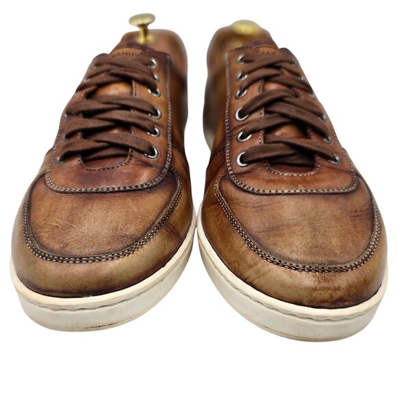 Magnanni Spain Patina Brown Leather Fashion Sneakers Mens 7.5 Casual Dress Shoes - Picture 7 of 9